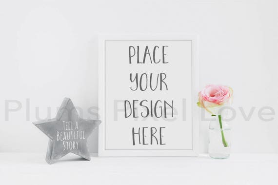 Frame Mockup Styled Stock Photo Rose Theme 10x8 Portrait