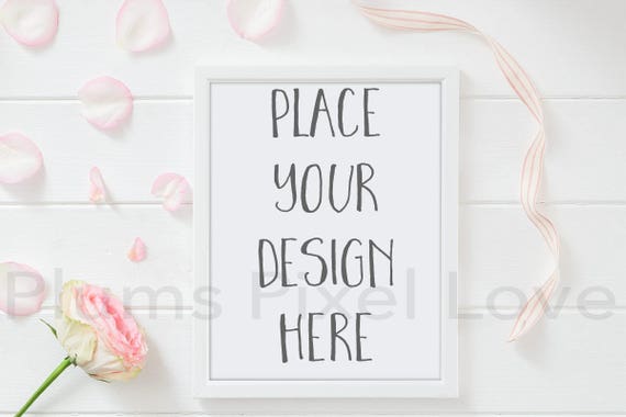Frame Mockup Styled Stock Photo Rose Ribbon Theme
