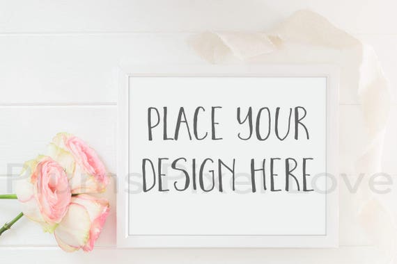 Frame Mockup Styled Stock Photo Rose And Ribbon Theme