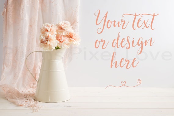 Styled Stock Photography Mockup Floral Lace Instagram Overlay Text