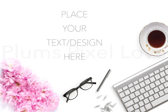 Desktop Flatlay Mockup Styled Stock Photography Mock Up Overlay