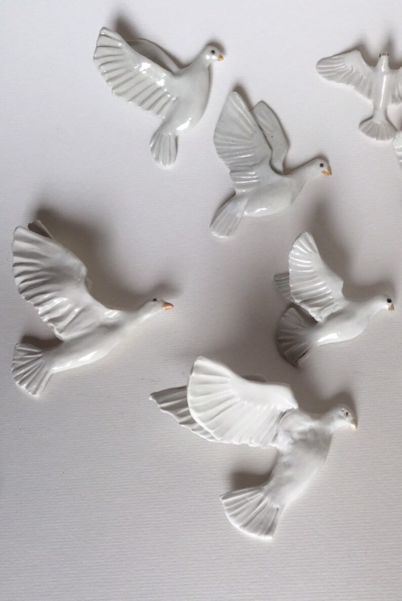 White Doves Bird Sculpture Porcelain Wall Art Can Be Etsy