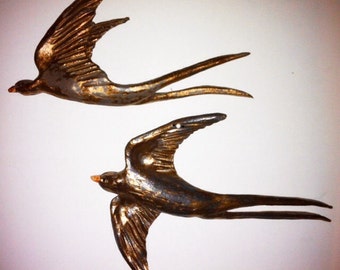 Swallows - Wall Art.  Beautiful handmade Ceramic Bird with bronze glaze 9-12" (23-30cm) . Price per bird.