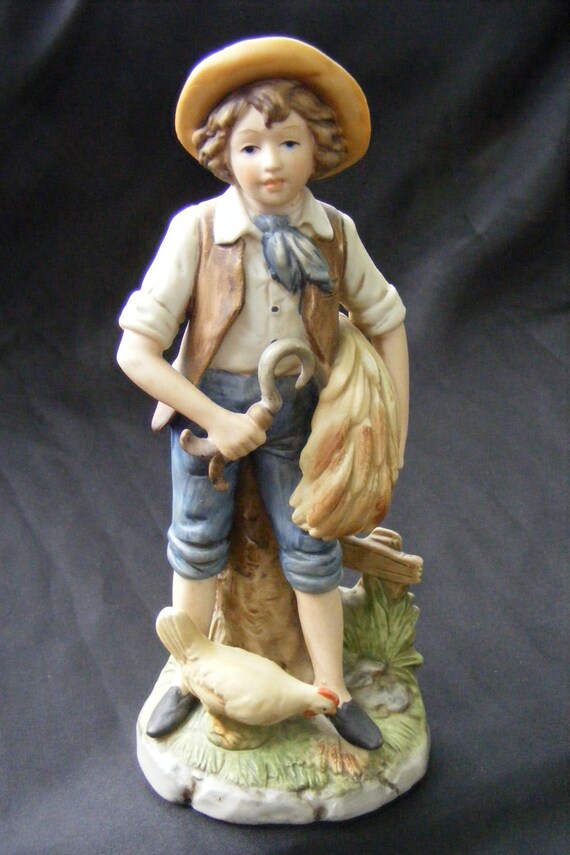 Early Homco Home Interiors Gifts 8881 Harvest Reaper Country Farm Boy 8 Figurine
