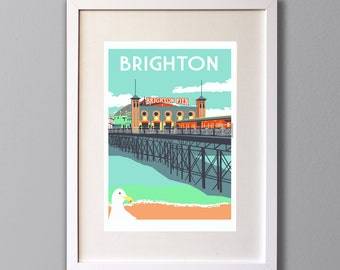 Brighton Screen Print, Palace Pier Illustration – A3 Limited Edition Art