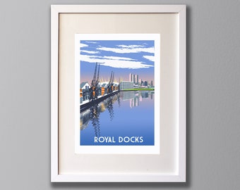 Royal Docks Giclee Print, East London - Limited Edition (UN) FRAMED