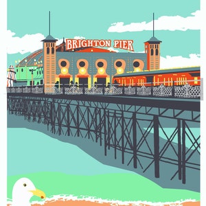 Brighton Screen Print, Palace Pier Illustration A3 Limited Edition Art image 2
