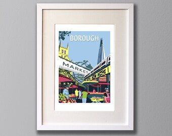 Borough Market Print, London Illustration – A3 Limited Edition Giclee Art