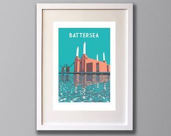 Battersea Power Station Art Print, London Illustration