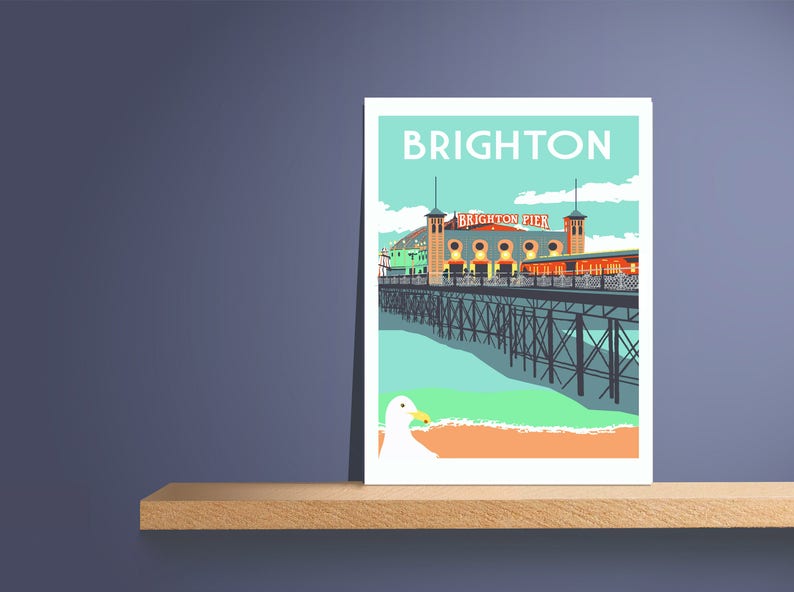 Brighton Screen Print, Palace Pier Illustration A3 Limited Edition Art image 3