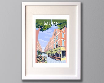 Balham Market Art Print, Travel Poster