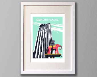 Elephant and Castle - A3 Screen print - Limited Edition - (UN)FRAMED