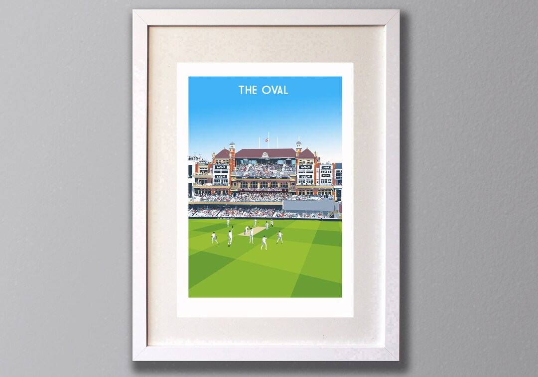 Oval Cricket Wall Art Print Etsy UK