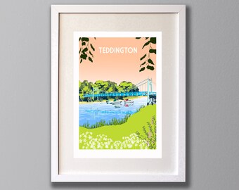 Teddington Art Print, London Illustration