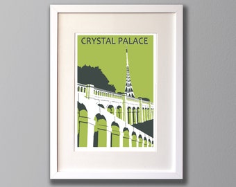 Crystal Palace Transmitter, Limited Edition A3 Screen Print, London, Park Terraces & Transmitter, South London, UK -  (UN)FRAMED Art  Green