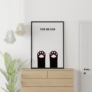 Schwarze Katze Wall Art Prints | Katze Art Decor | Katzenliebhaber Geschenk | Toe Beans Katzenliebhaber | Katzen Pfoten Printable | Toe Beans Wandkunst | Katze Pfoten Dekor