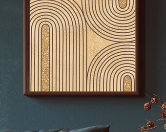 Gold Geometric Arches Print | Mid Century Modern Art (Digital Download)