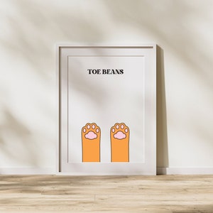 Orange Katze Wand-Kunstdrucke | Katze Art Decor | Katzenliebhaber Geschenk | Toe Beans Katzenliebhaber | Katzen Pfoten Printable | Toe Beans Wandkunst | Katzenpfoten Dekor