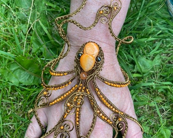 Hand wired octopus bracelet - unique intricate piece - hand wrap bracelet - octopi bracelet - sea creature - marine wildlife - squid octopus