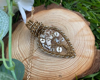 Steampunk Tree Necklace - Wire Wrapped Tree of Life Style Pendant - Cogs & Watch Parts Tree - Antique Bronze Tree - Wire Tree Pendant.