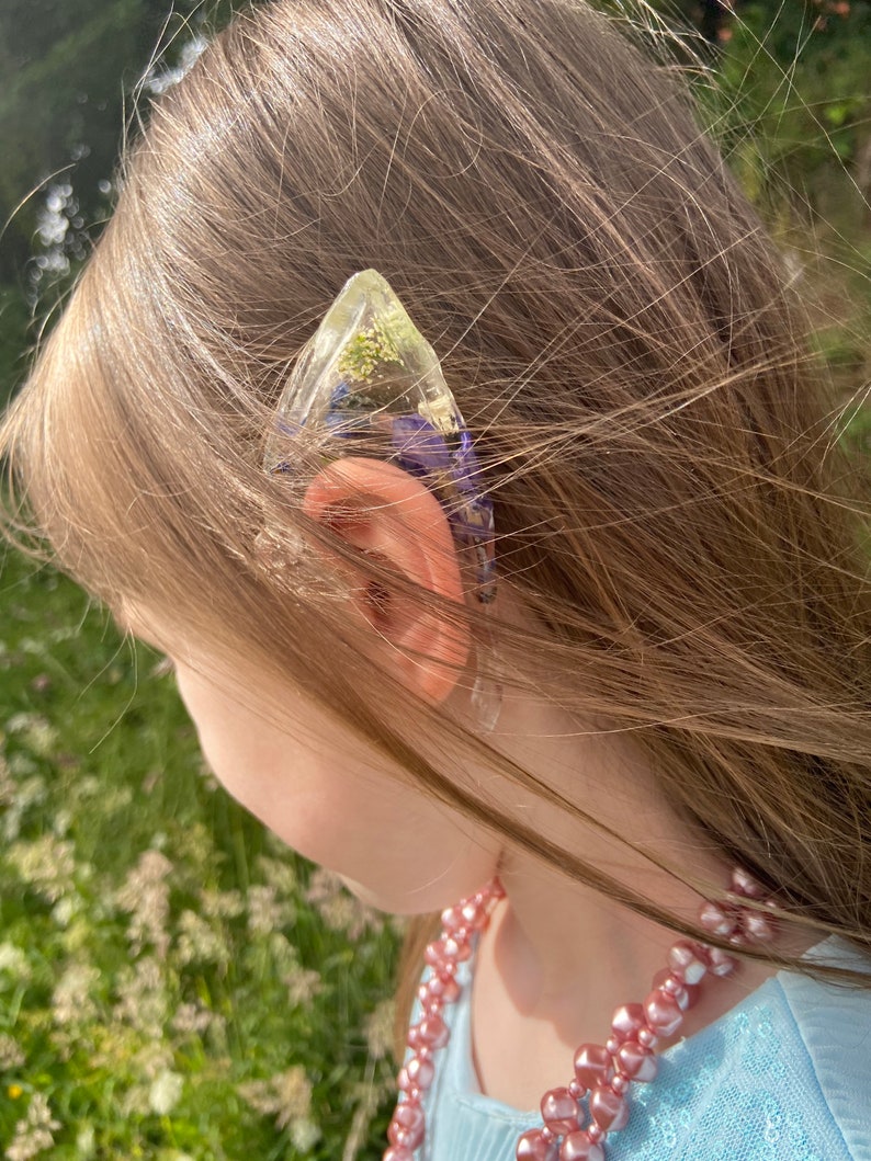 Floral elf ears pair handcrafted elf ears costume elf fairy pixie fae cottagecore spriggan goblin fantasy ears. image 4