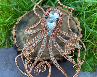 Hand wired octopus bracelet- wrist hugger - unique intricate piece - hand wrap bracelet - octopi bracelet - sea creature  - squid octopus