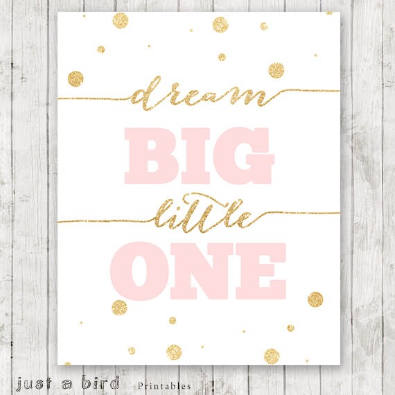 Baby Girls Room Decor Wall Art In Pink And Gold Dream Big