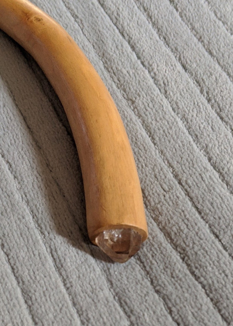 and Rock Crystal Magic Wand Brown Amber Pear 16 12 inches