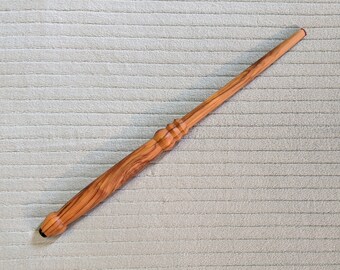 Large Ruby, Olive Wood, and Black Onyx Wand