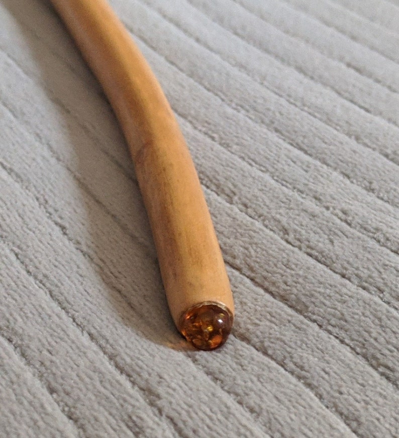 and Rock Crystal Magic Wand Brown Amber Pear 16 12 inches