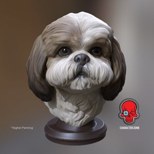 Shih Tzu 3D STL Model Bust Desktop Statue
