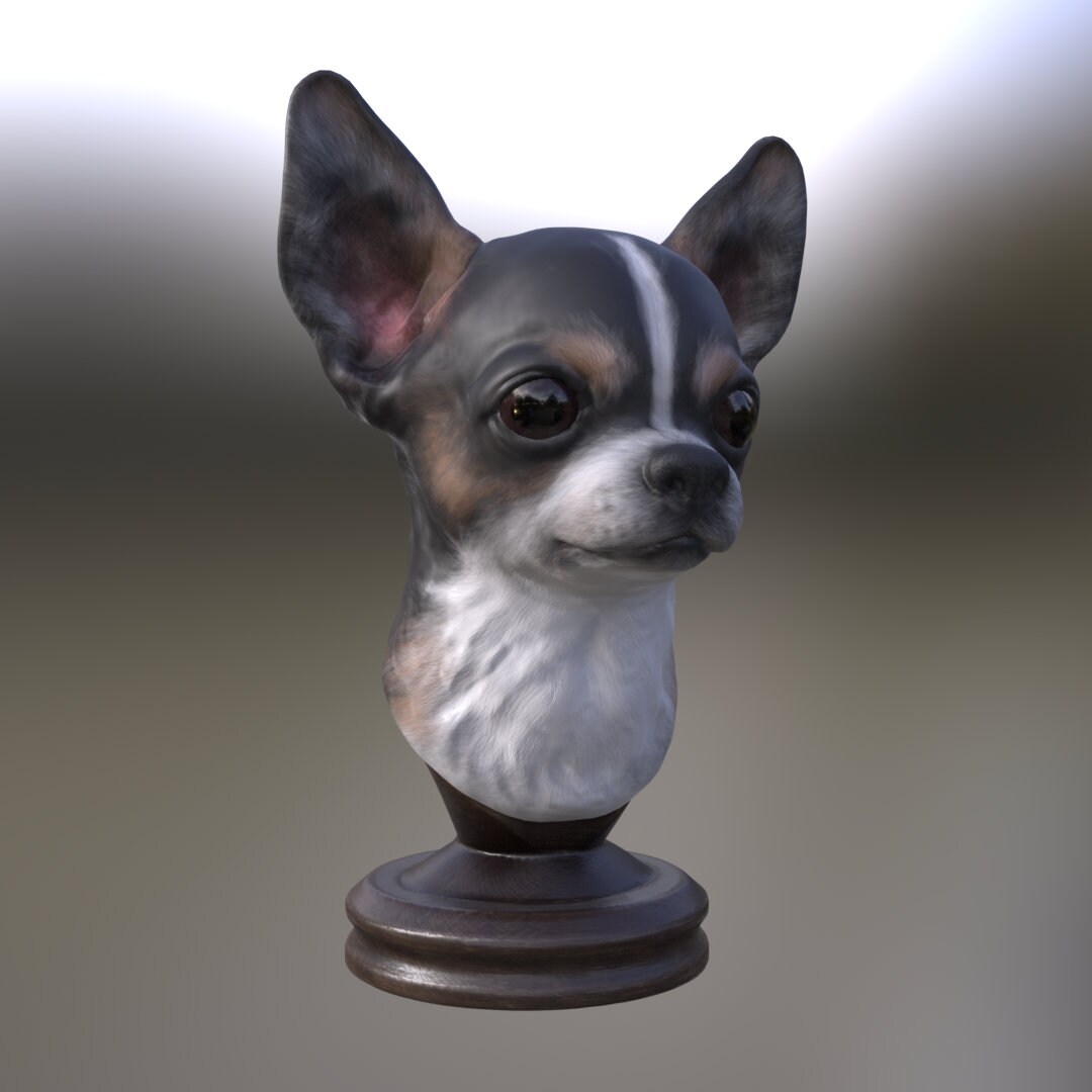 Grande Statue Chihuahua En Résine Blanche - 35 Cm De Haut - Décoration Maison