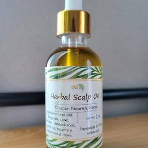 Herbal Scalp Oil: growth, hair serum, thinning, flaxseed, premium, peppermint
