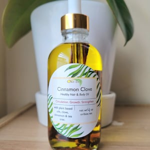 CINNAMON CLOVE Hair & Body Oil: stimulating, hair growth, circulation, massage oil, infused oil, luxury oil, bath oil, herbal oil