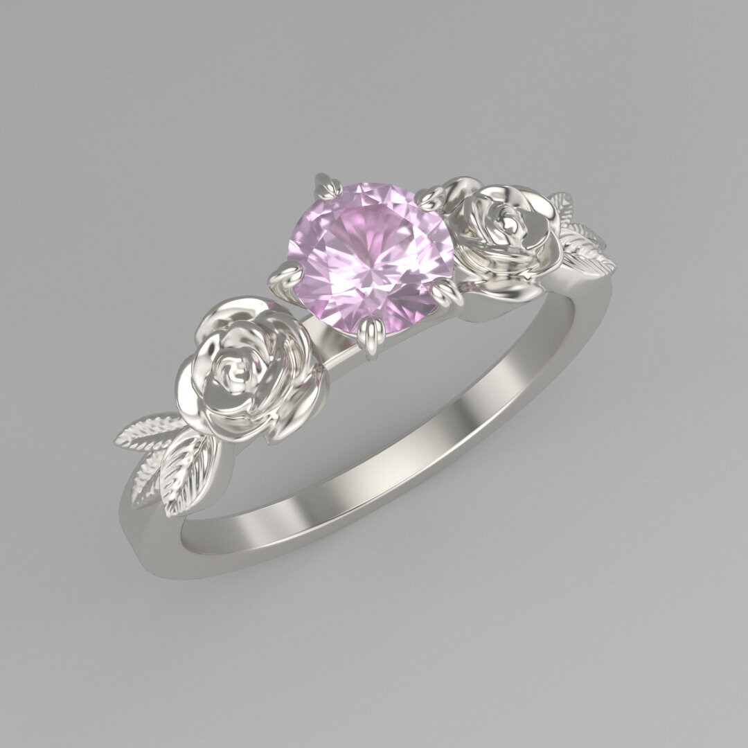 ROSEBUD engagement ring floral ring delicate flower ring Etsy