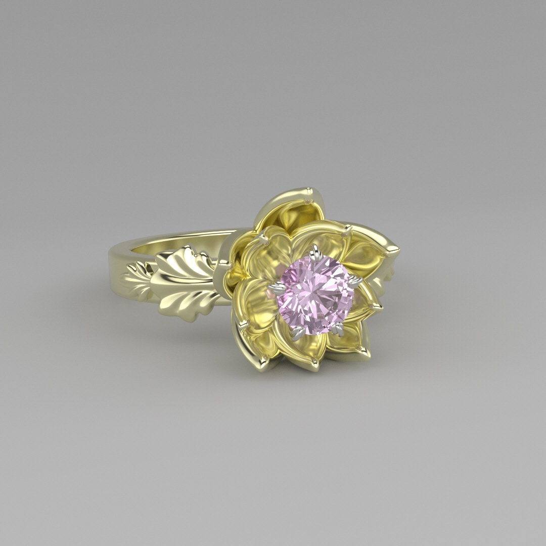 LOTUS flower engagement ring floral ring lotus ring Etsy