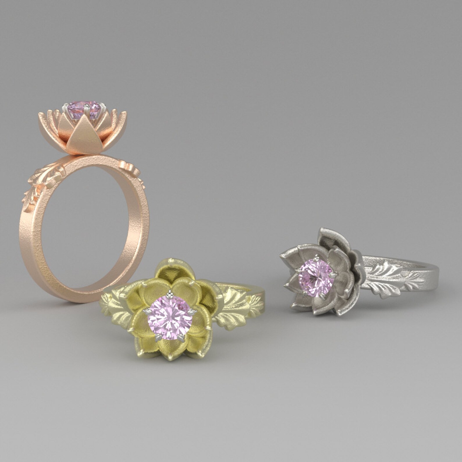 LOTUS ring unique engagement ring floral ring lotus flower Etsy