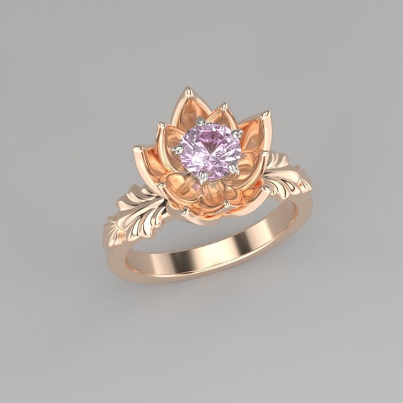 LOTUS flower engagement ring floral ring lotus ring Etsy
