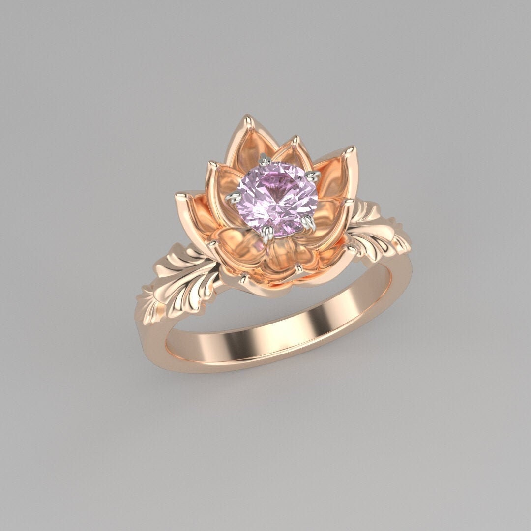 LOTUS flower engagement ring floral ring lotus ring Etsy