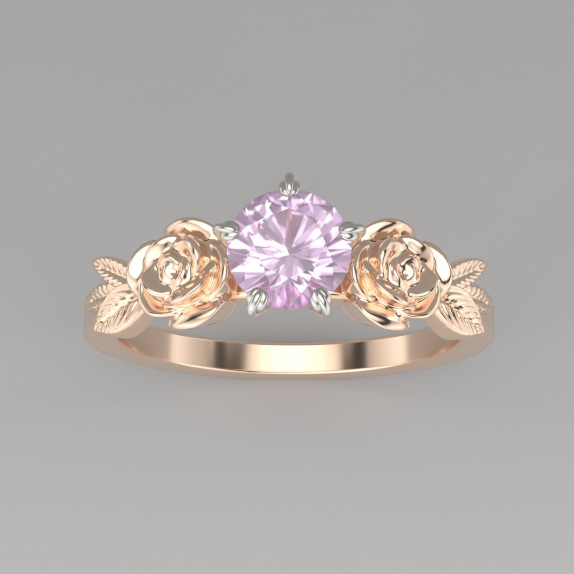 ROSEBUD engagement ring floral ring delicate flower ring Etsy