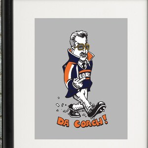 Da Coach! Ditka Futebol Cartoon Assinado pelo Artista Impressão, Papel de Linho Pesado Southworth