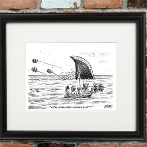 Bigger Boat Editorial Cartoon Signed Print, Southworth Heavy Linen Paper
