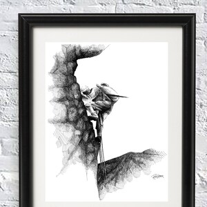 Old School Mountaineering Pen and Ink Original Artwork, Southworth Heavy Linen Paper