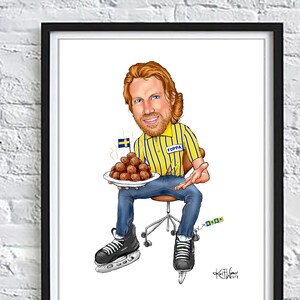 Forsberg Meatballs Esportes Humor Assinado pelo Artista Impressão, Southworth Heavy Linen Paper