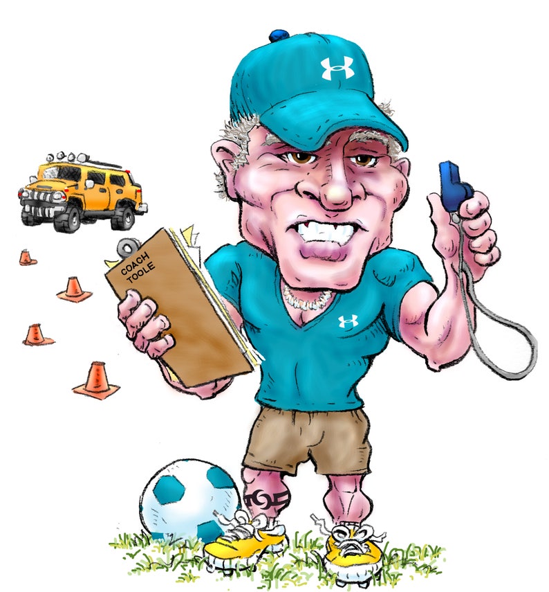 That Over-the-Top Dad Coach CartoonIllustration Signed by Artist Print Southworth Heavy Linen Paper