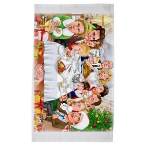 Rockwell Meets Christmas Characters Tea Towel