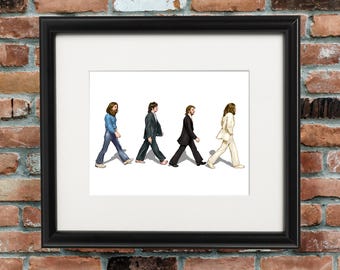Stampa artistica di Abbey Road dei Beatles: poster musicale disegnato a mano