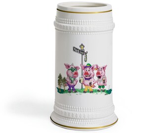 Boccale da birra Mardi Gras Pigs: tazza in ceramica da 22 once