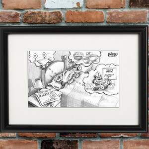 ダブルディップナイトメアブル株式市場漫画、アーティストのサイン入りプリント、サウスワースヘビーリネンペーパー