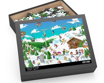 Puzzle di montagna sciistico divertente per le vacanze (252, 500 pezzi)